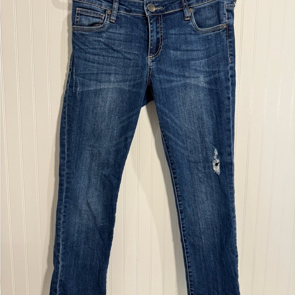 Kut From The Kloth Women’s Straight Leg Lightly Distressed Jeans